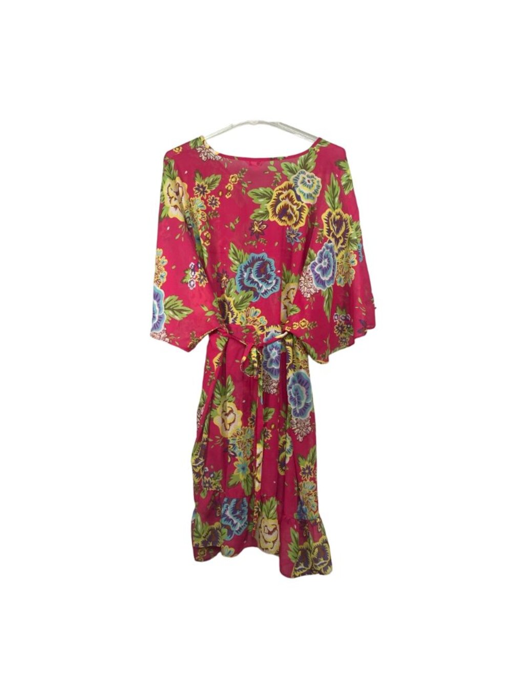 Simply Be Women’s Floral Kimono Dress Red Multicolor Loose Fit Lightweight Pre-O - Picture 4 of 6